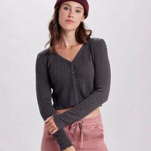 NWT Union Bay Skagit Cable Knit Long Sleeve Top Medium Galaxy Grey